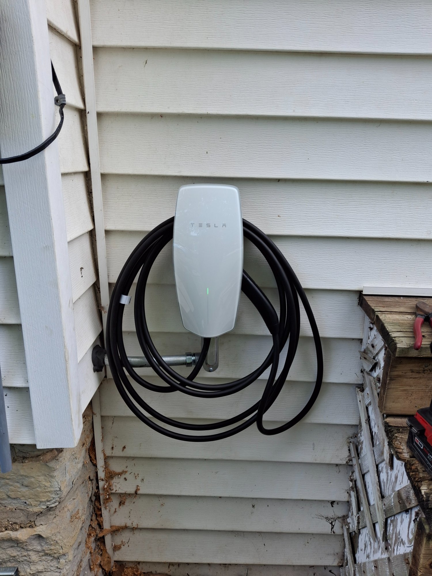 Tesla EV charger exterior installation Illinois