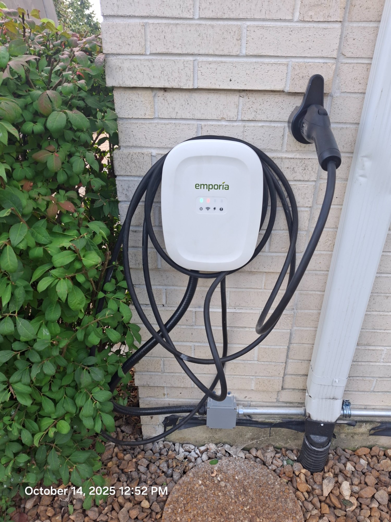 Emporia EV charger exterior brick wall Illinois