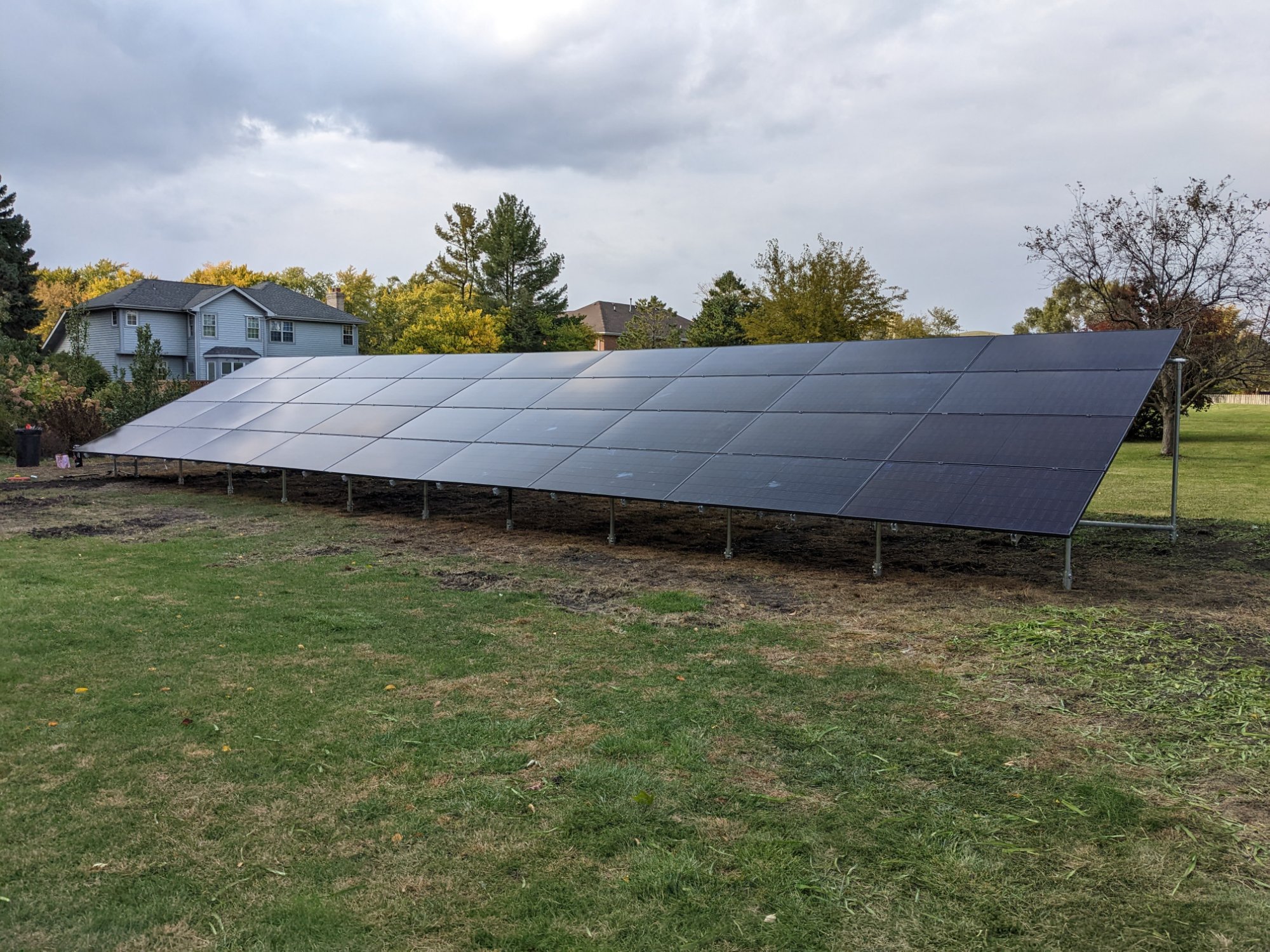 Ground mount solar array Illinois backyard