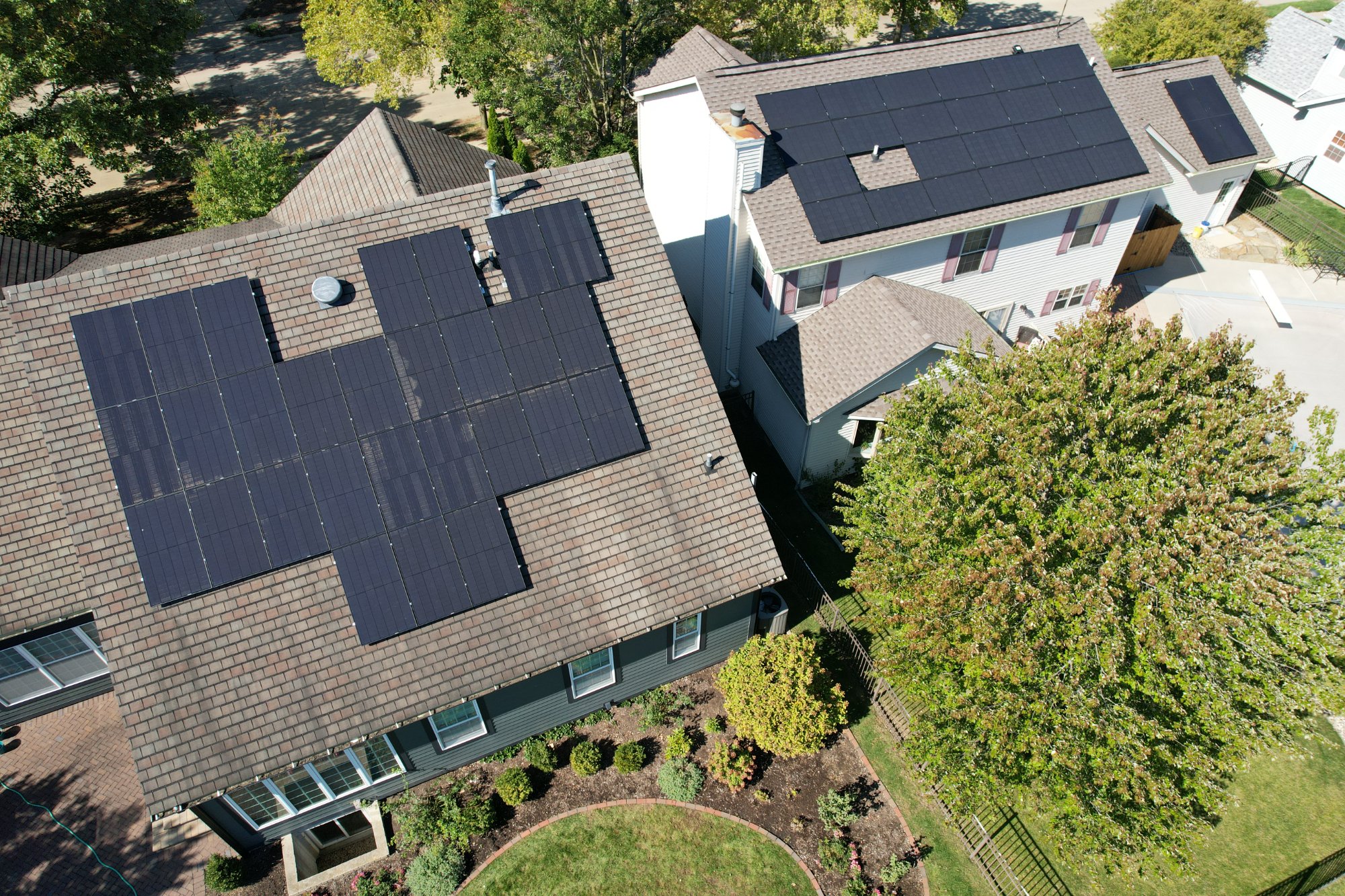 Drone aerial solar installation Illinois fall